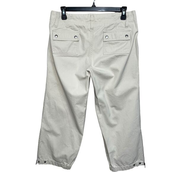GAP Y2K Drawstring Tan Cropped Cotton Cargo Pants Women’s Size 6 - Picture 2 of 10